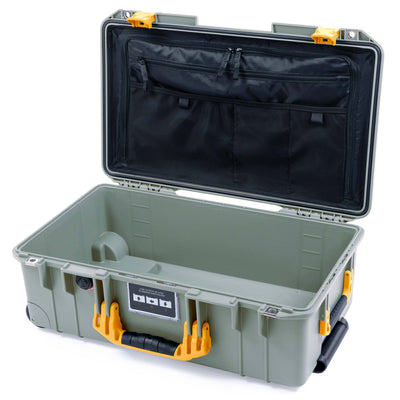 Pelican 1535 Air Case, Sage with Yellow Handles & Latches TRVL Lid Organizer Only ColorCase 015350-0300-350-241