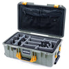 Pelican 1535 Air Case, Sage with Yellow Handles & Latches Gray Padded Microfiber Dividers with TRVL Lid Organizer ColorCase 015350-0370-350-241