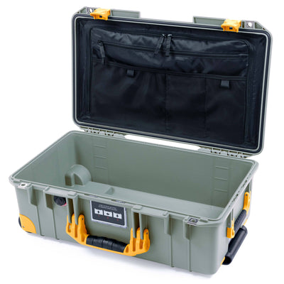 Pelican 1535 Air Case, Sage with Yellow Handles, Latches & Trolley TRVL Lid Organizer Only ColorCase 015350-0300-350-241-240