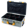Pelican 1535 Air Case, Sage with Yellow Handles, Latches & Trolley TrekPak Divider System with TRVL Lid Organizer ColorCase 015350-0320-350-241-240