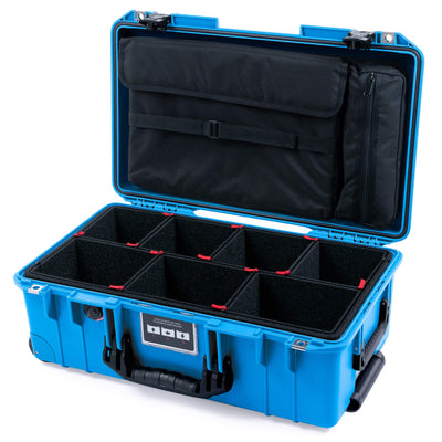 Pelican 1535 Air Case, Electric Blue with TSA Locking Latches & Keys TrekPak Divider System with Computer Pouch ColorCase 015350-0220-120-L10-110