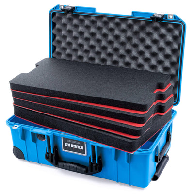 Pelican 1535 Air Case, Electric Blue with TSA Locking Latches & Keys (Black Trolley) Custom Tool Kit (4 Foam Inserts with Convolute Lid Foam) ColorCase 015350-0060-120-L10