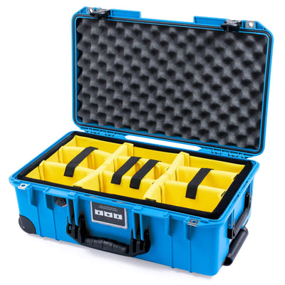 Pelican 1535 Air Case, Electric Blue with TSA Locking Latches & Keys (Black Trolley) Yellow Padded Microfiber Dividers with Convolute Lid Foam ColorCase 015350-0010-120-L10