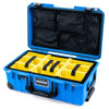 Pelican 1535 Air Case, Electric Blue with Black Handles, TSA Locking Latches & Trolley Yellow Padded Microfiber Dividers with Mesh Lid Organizer ColorCase 015350-0110-120-L10-110