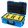 Pelican 1535 Air Case, Electric Blue with Black Handles & TSA Locking Latches Yellow Padded Microfiber Dividers with Laptop Computer Lid Pouch ColorCase 015350-0210-120-L10