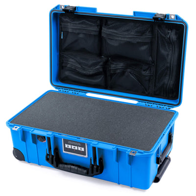 Pelican 1535 Air Case, Electric Blue with Black Handles, Latches & Trolley Pick & Pluck Foam with Mesh Lid Organizer ColorCase 015350-0101-120-111-110