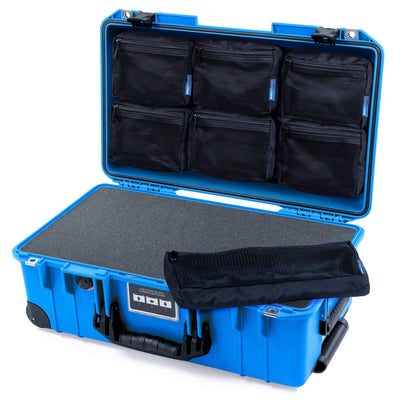 Pelican 1535 Air Case, Electric Blue with Black Handles, Latches & Trolley 7-Piece Removable Mesh Pouches Only ColorCase 015350-0700-120-111-110