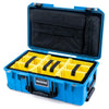 Pelican 1535 Air Case, Electric Blue with Black Handles & Push-Button Latches Yellow Padded Microfiber Dividers with Computer Pouch ColorCase 015350-0210-120-111