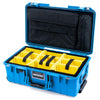 Pelican 1535 Air Case, Electric Blue Yellow Padded Microfiber Dividers with Computer Pouch ColorCase 015350-0210-120-121