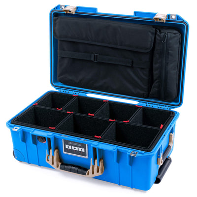 Pelican 1535 Air Case, Electric Blue with Desert Tan Handles & Latches TrekPak Divider System with Laptop Computer Lid Pouch ColorCase 015350-0220-120-311