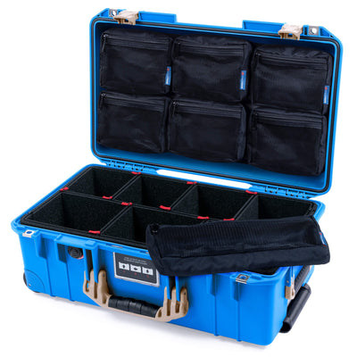 Pelican 1535 Air Case, Electric Blue with Desert Tan Handles & Latches TrekPak Divider System with 7-Piece Removable Mesh Pouches ColorCase 015350-0720-120-311
