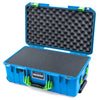 Pelican 1535 Air Case, Electric Blue with Lime Green Handles & Latches Pick & Pluck Foam with Convolute Lid Foam ColorCase 015350-0001-120-301