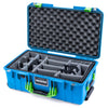 Pelican 1535 Air Case, Electric Blue with Lime Green Handles & Latches Gray Padded Microfiber Dividers with Convolute Lid Foam ColorCase 015350-0070-120-301