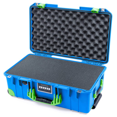 Pelican 1535 Air Case, Electric Blue with Lime Green Handles, Latches & Trolley Pick & Pluck Foam with Convolute Lid Foam ColorCase 015350-0001-120-301-300