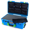 Pelican 1535 Air Case, Electric Blue with Lime Green Handles, Latches & Trolley Pick & Pluck Foam with 7-Piece Removable Mesh Pouches ColorCase 015350-0701-120-301-300