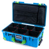 Pelican 1535 Air Case, Electric Blue with Lime Green Handles, Latches & Trolley TrekPak Divider System with Computer Pouch ColorCase 015350-0220-120-301-300