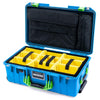Pelican 1535 Air Case, Electric Blue with Lime Green Handles & Latches Yellow Padded Microfiber Dividers with Computer Pouch ColorCase 015350-0210-120-301