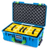 Pelican 1535 Air Case, Electric Blue with Lime Green Handles & Latches Yellow Padded Microfiber Dividers with Convolute Lid Foam ColorCase 015350-0010-120-301