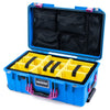 Pelican 1535 Air Case, Electric Blue with Magenta Handles & Latches Yellow Padded Microfiber Dividers with Mesh Lid Organizer ColorCase 015350-0110-120-401
