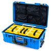 Pelican 1535 Air Case, Electric Blue with OD Green Handles & Latches Yellow Padded Microfiber Dividers with Mesh Lid Organizer ColorCase 015350-0110-120-131