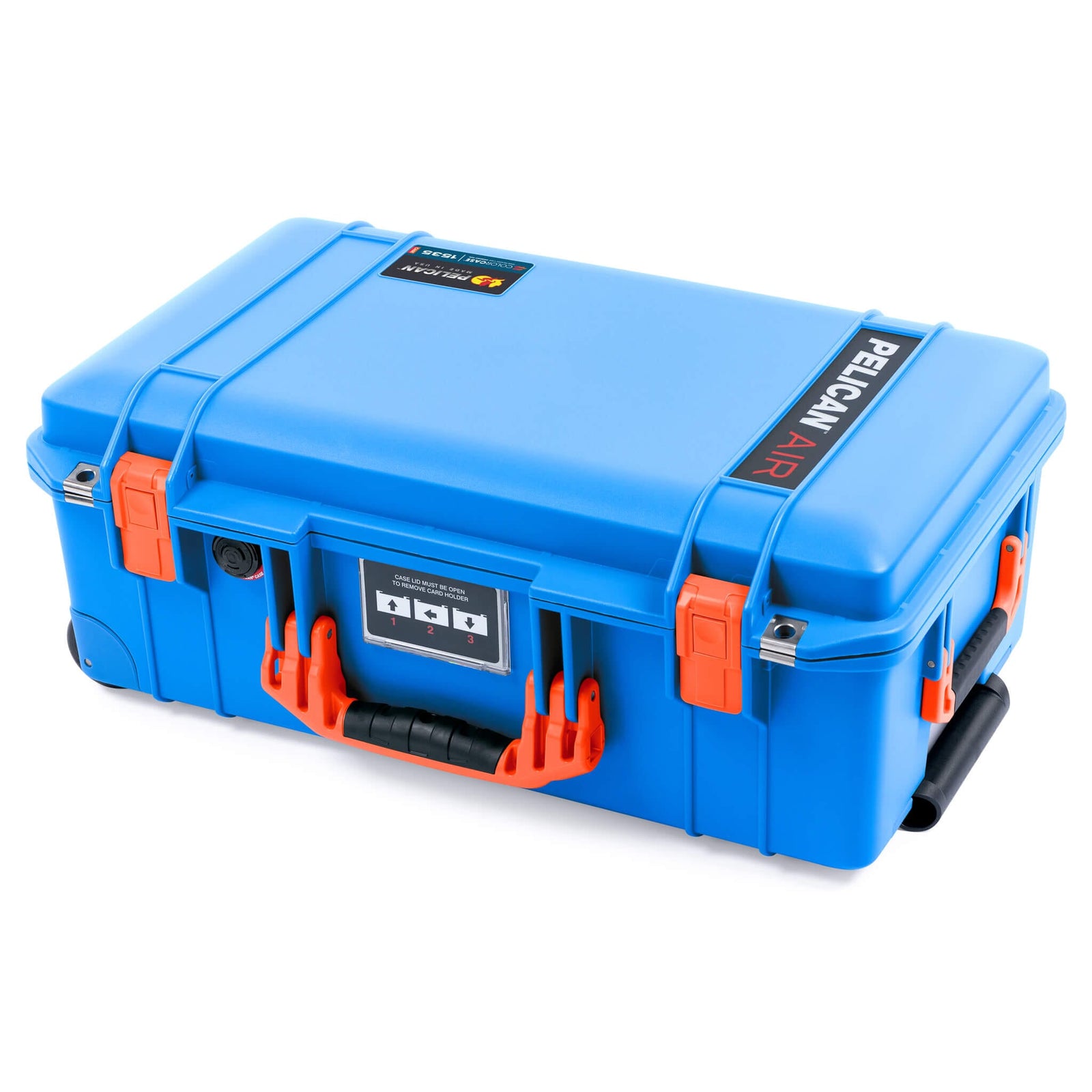 Pelican 1535 Air Case, Electric Blue with Orange Handles & Latches ColorCase 