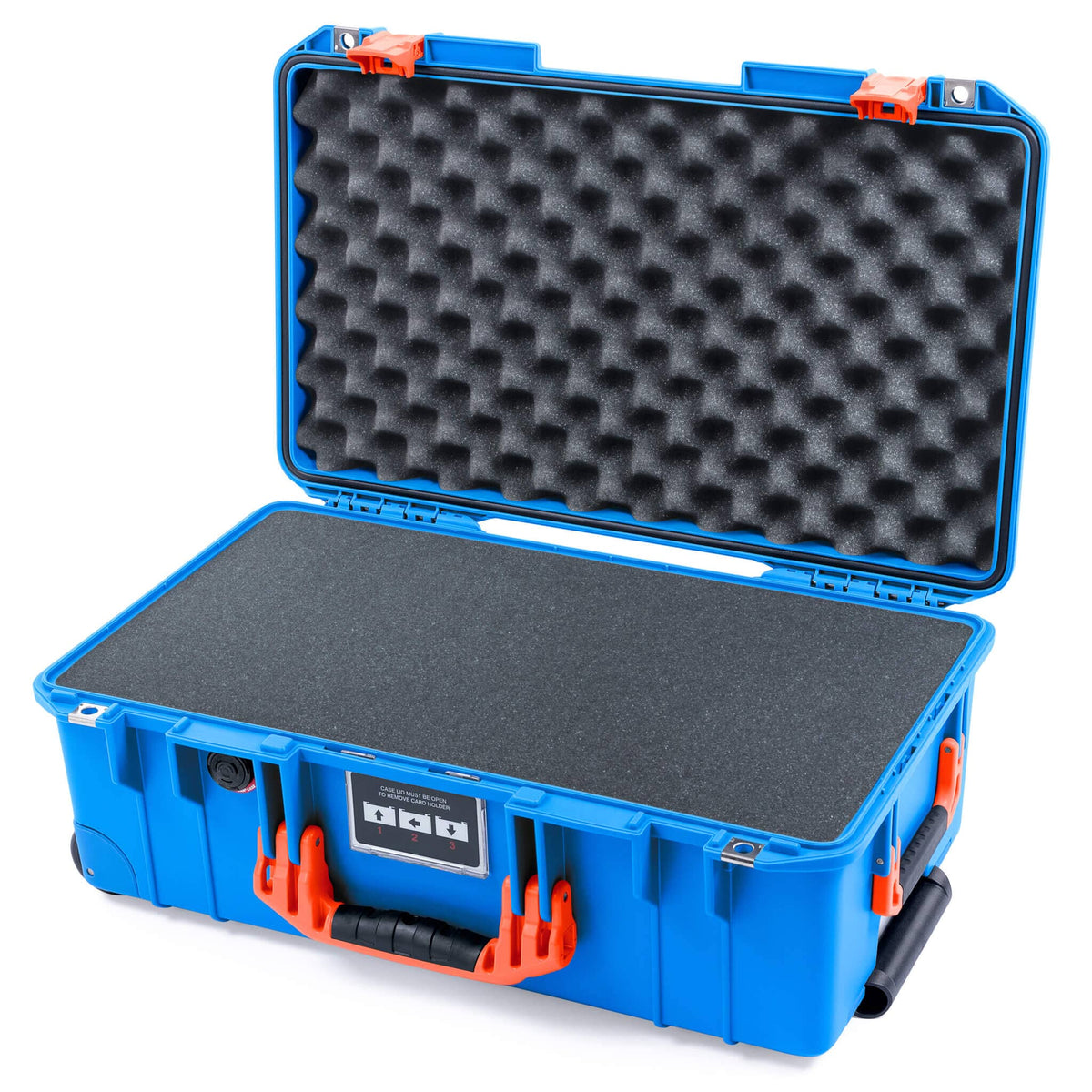 Pelican 1535 Air Case, Electric Blue with Orange Handles &amp; Latches Pick &amp; Pluck Foam with Convoluted Lid Foam ColorCase 015350-0001-120-151