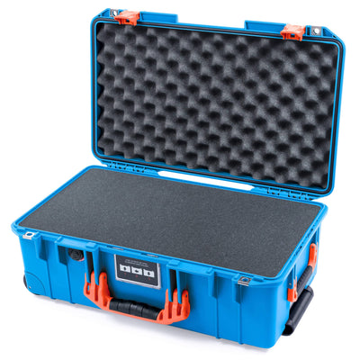 Pelican 1535 Air Case, Electric Blue with Orange Handles & Push-Button Latches Pick & Pluck Foam with Convolute Lid Foam ColorCase 015350-0001-120-151