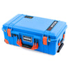 Pelican 1535 Air Case, Electric Blue with Orange Handles, Latches & Trolley ColorCase