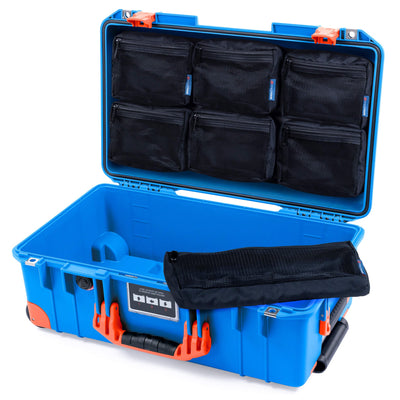 Pelican 1535 Air Case, Electric Blue with Orange Handles, Latches & Trolley 7-Piece Removable Mesh Pouches Only ColorCase 015350-0700-120-151-150