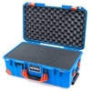 Pelican 1535 Air Case, Electric Blue with Orange Handles, Latches & Trolley Pick & Pluck Foam with Convoluted Lid Foam ColorCase 015350-0001-120-151-150