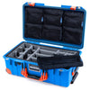 Pelican 1535 Air Case, Electric Blue with Orange Handles, Latches & Trolley Gray Padded Microfiber Dividers with 7-Piece Removable Mesh Pouches ColorCase 015350-0770-120-151-150