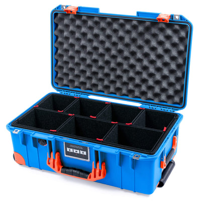 Pelican 1535 Air Case, Electric Blue with Orange Handles, Latches & Trolley TrekPak Divider System with Convolute Lid Foam ColorCase 015350-0020-120-151-150