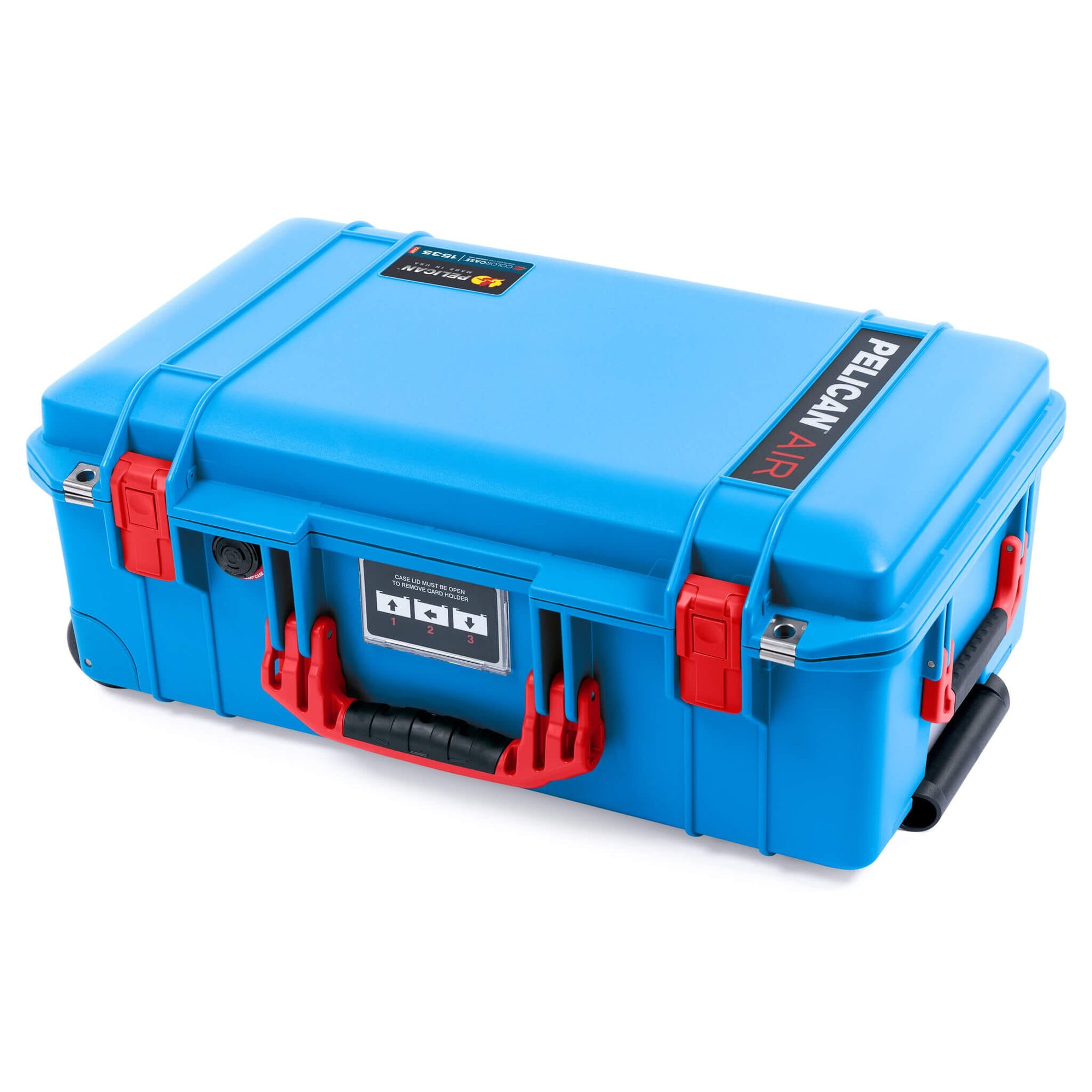 Pelican 1535 Air Case, Electric Blue with Red Handles & Push-Button Latches ColorCase 