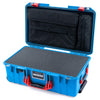 Pelican 1535 Air Case, Electric Blue with Red Handles & Push-Button Latches Pick & Pluck Foam with Computer Pouch ColorCase 015350-0201-120-321