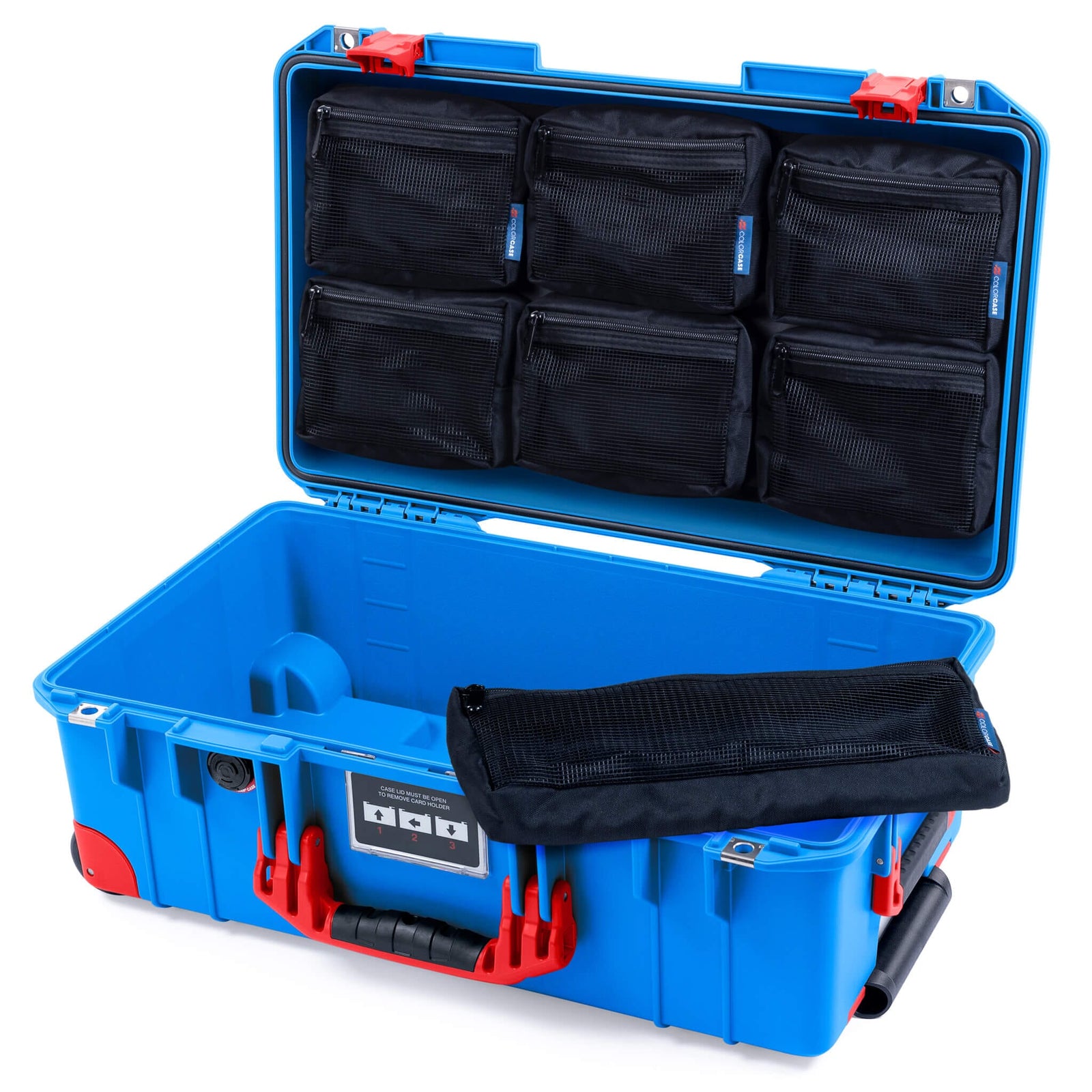 Pelican 1535 Air Case, Electric Blue with Red Handles, Latches & Trolley 7-Piece Removable Mesh Pouches Only ColorCase 015350-0700-120-321-320