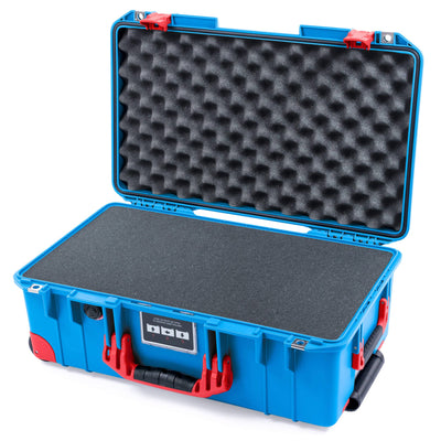 Pelican 1535 Air Case, Electric Blue with Red Handles, Latches & Trolley Pick & Pluck Foam with Convolute Lid Foam ColorCase 015350-0001-120-321-320