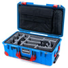 Pelican 1535 Air Case, Electric Blue with Red Handles, Latches & Trolley Gray Padded Microfiber Dividers with Laptop Computer Lid Pouch ColorCase 015350-0270-120-321-320