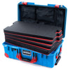 Pelican 1535 Air Case, Electric Blue with Red Handles, Latches & Trolley Custom Tool Kit (4 Foam Inserts with Mesh Lid Organizer) ColorCase 015350-0160-120-321-320