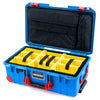 Pelican 1535 Air Case, Electric Blue with Red Handles, Latches & Trolley Yellow Padded Microfiber Dividers with Laptop Computer Lid Pouch ColorCase 015350-0210-120-321-320