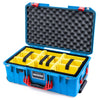 Pelican 1535 Air Case, Electric Blue with Red Handles & Push-Button Latches Yellow Padded Microfiber Dividers with Convolute Lid Foam ColorCase 015350-0010-120-321