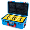 Pelican 1535 Air Case, Electric Blue with Red Handles & Push-Button Latches Yellow Padded Microfiber Dividers with Mesh Lid Organizer ColorCase 015350-0110-120-321