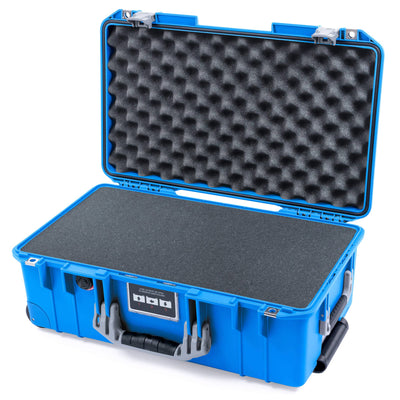 Pelican 1535 Air Case, Electric Blue with Silver Handles & Latches Pick & Pluck Foam with Convoluted Lid Foam ColorCase 015350-0001-120-181