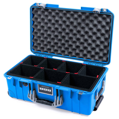 Pelican 1535 Air Case, Electric Blue with Silver Handles & Latches TrekPak Divider System with Convoluted Lid Foam ColorCase 015350-0020-120-181