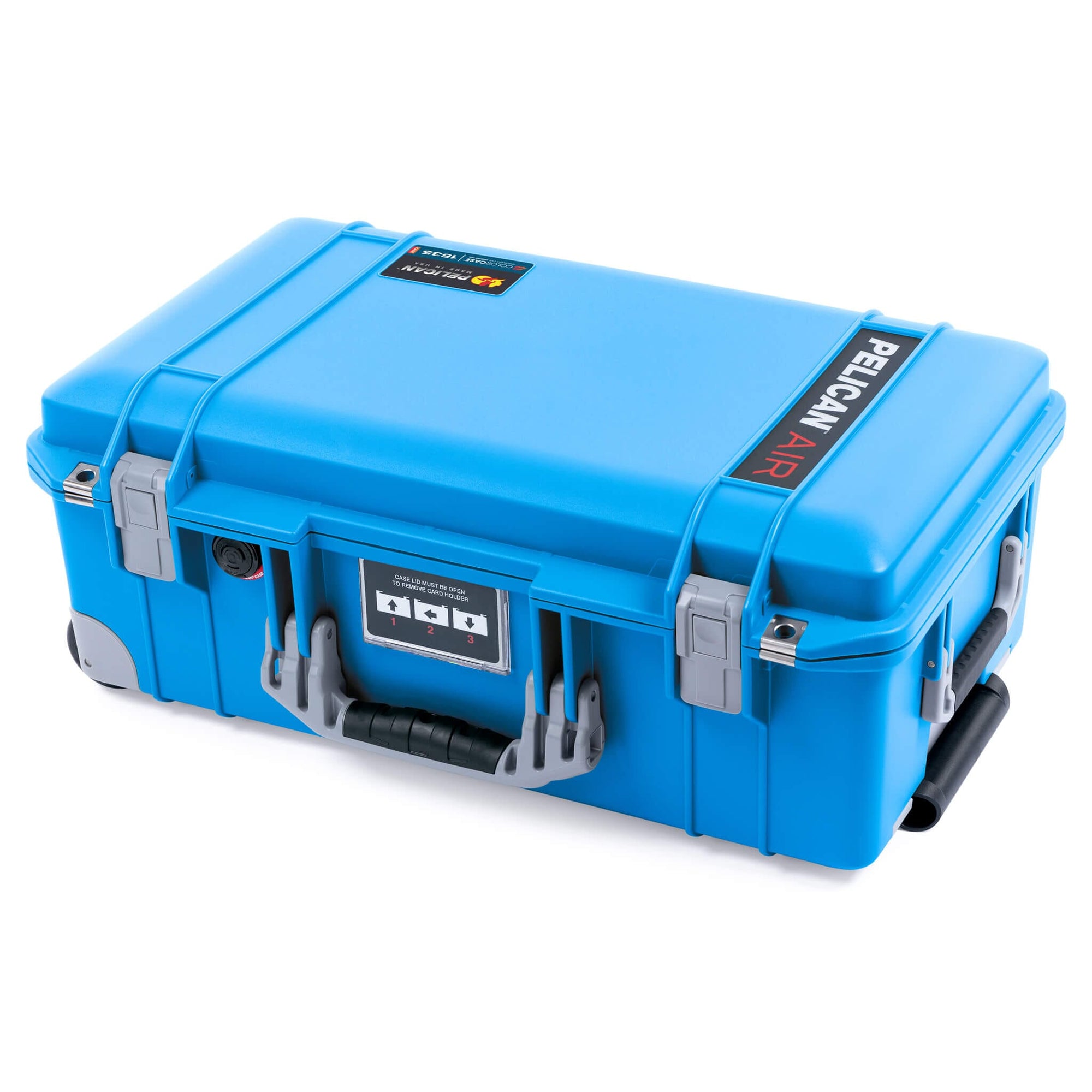 Pelican 1535 Air Case, Electric Blue with Silver Handles, Latches & Trolley ColorCase 