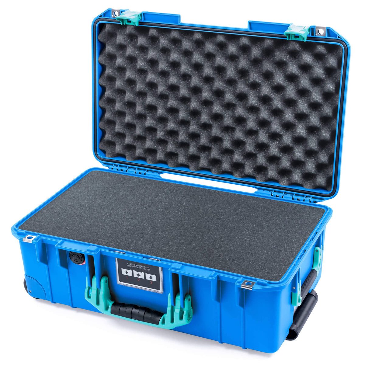 Pelican 1535 Air Case, Electric Blue with Teal Handles &amp; Latches Pick &amp; Pluck Foam with Convoluted Lid Foam ColorCase 015350-0001-120-591