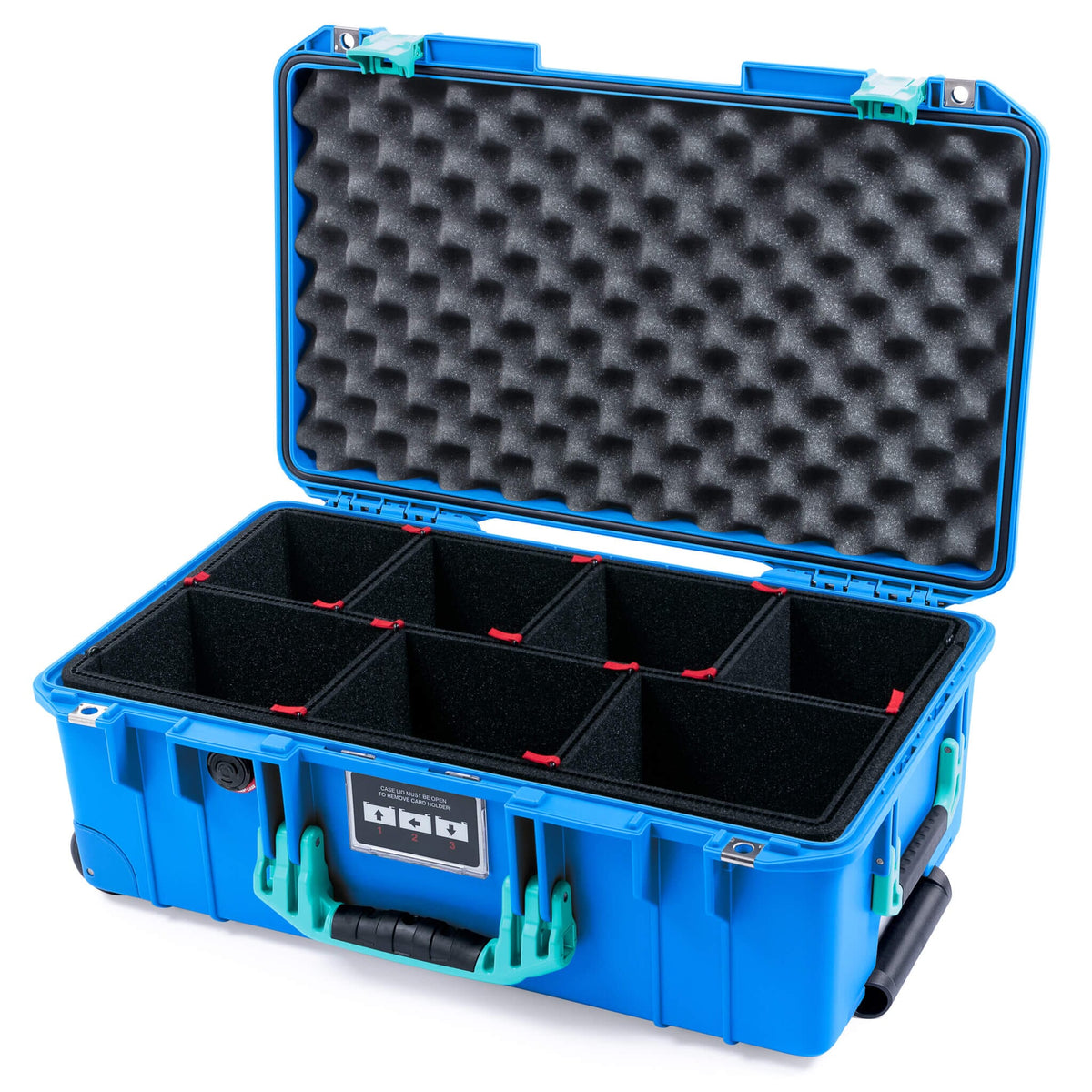 Pelican 1535 Air Case, Electric Blue with Teal Handles &amp; Latches TrekPak Divider System with Convoluted Lid Foam ColorCase 015350-0020-120-591