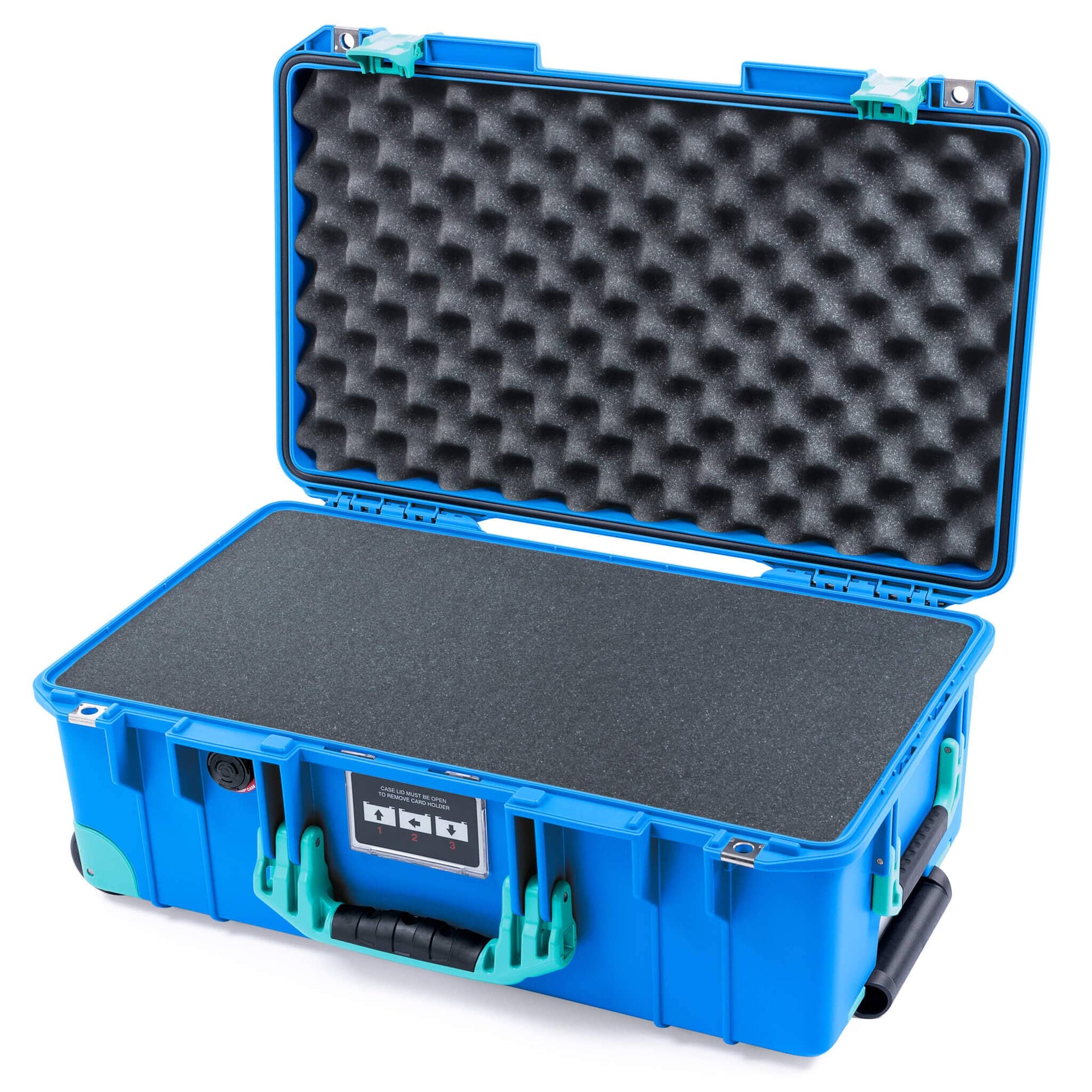 Pelican 1535 Air Case, Electric Blue with Teal Handles, Latches & Trolley Pick & Pluck Foam with Convoluted Lid Foam ColorCase 015350-0001-120-591-590
