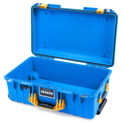 Pelican 1535 Air Case, Electric Blue with Yellow Handles & Push-Button Latches ColorCase