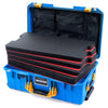 Pelican 1535 Air Case, Electric Blue with Yellow Handles & Latches Custom Tool Kit (4 Foam Inserts with Mesh Lid Organizer) ColorCase 015350-0160-120-241
