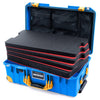 Pelican 1535 Air Case, Electric Blue with Yellow Handles, Latches & Trolley Custom Tool Kit (4 Foam Inserts with Mesh Lid Organizer) ColorCase 015350-0160-120-241-240